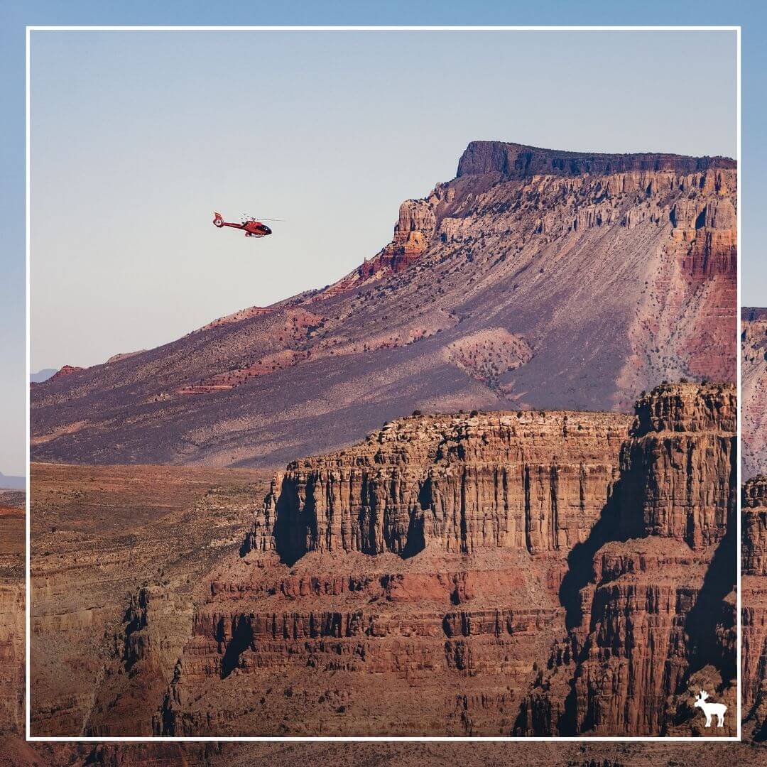 Helicopter flying over Grand Canyon West Rim